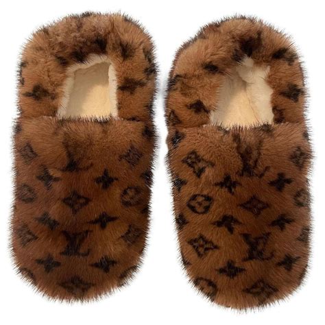 fur slippers louis vuitton|louis vuitton flat mule slippers.